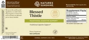 Etiqueta de Nature's Sunshine Blessed Thistle