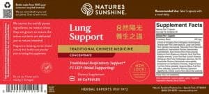 Etiqueta de Nature's Sunshine Lung Support