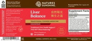 Etiqueta de Nature's Sunshine Liver Balance TCM