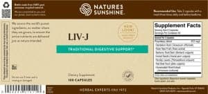 Etiqueta Liv-J de Nature's Sunshine