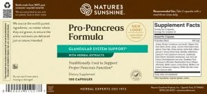 Nature's Sunshine Pro Pancreas Formula labels