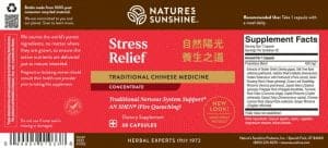 Etiqueta TCM de Nature's Sunshine Stress Relief