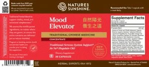 Etiqueta TCM de Nature's Sunshine Mood Elevator