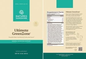 Etiqueta de Nature's Sunshine Ultimate Greenzone