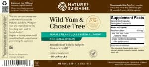 Etiqueta de Nature's Sunshine Wild Yam & Chase Tree