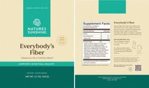 Etiqueta de Nature's Sunshine Everybody's Fiber