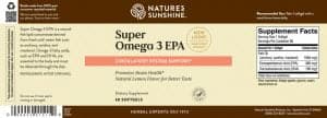 Etiqueta de Nature's Sunshine Super Omega 3 EPA
