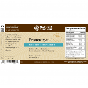 Etiqueta de Natures Sunshine Proactazyme