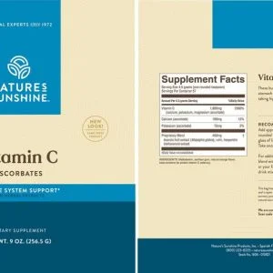 Nature's Sunshine Vitamin C Ascorbates Label