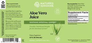 Etiqueta del zumo de aloe vera de Nature's Sunshine