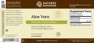 Etiqueta de Nature's Sunshine Aloe Vera Liofilizado