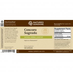 Etiqueta de Nature's Sunshine Cascara Sagrada