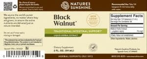 Etiqueta del extracto de nuez negra de Nature's Sunshine