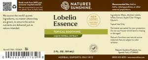 Etiqueta de Nature's Sunshine Lobelia Essence