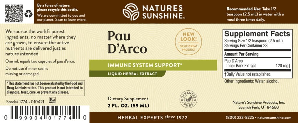 Extrato de Pau D'Arco da Nature's Sunshine 60 ml