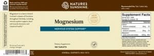 Etiqueta de Nature's Sunshine Magnesio