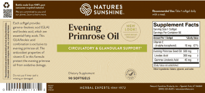 Etiqueta del aceite de onagra de Nature's Sunshine
