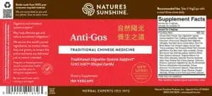 Nature's Sunshine Anti-Gas Label