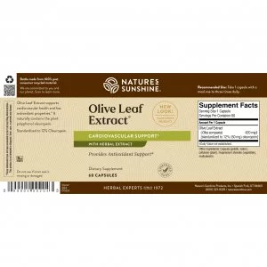 Etiqueta del extracto de hoja de olivo de Natures Sunshine