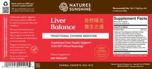 Etiqueta de Nature's Sunshine Liver Balance