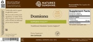 Etiqueta Damiana de Nature's Sunshine