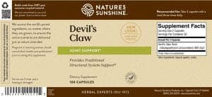 Etiqueta de Nature's Sunshine Devil's Claw