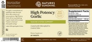 Etiqueta de Nature's Sunshine High Potency Garlic