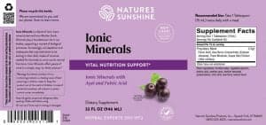 Etiqueta de Nature's Sunshine Ionic Minerals