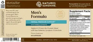 Natures Sunshine Men's Formula Label