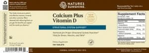 Etiqueta de Nature's Sunshine Calcium Plus Vitamin D
