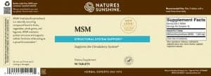 Etiqueta de Nature's Sunshine MSM