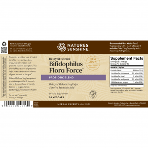 Etiqueta Natures Sunshine Bifidophilus Flora Force