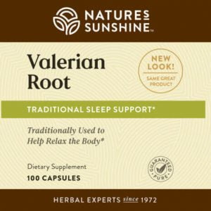 Etiqueta de la raíz de valeriana de Nature's Sunshine