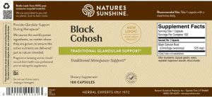 Etiqueta de Nature's Sunshine Black Cohosh