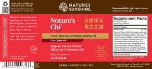 Nature's Sunshine Nature's Chi Label