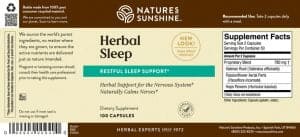 Etiqueta de Nature's Sunshine Herbal Sleep