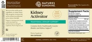 Etiqueta de Nature's Sunshine Kidney Activator