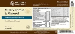 Etiqueta de Nature's Sunshine MultiVitamin & Mineral