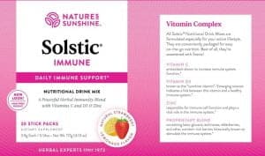 Etiqueta de Nature's Sunshine Solstic Immune