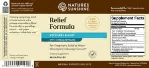 Etiqueta de Nature's Sunshine Relief Formula