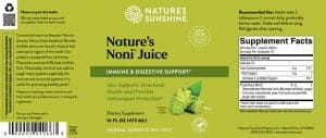 Etiqueta de Nature's Sunshine Nature's Noni